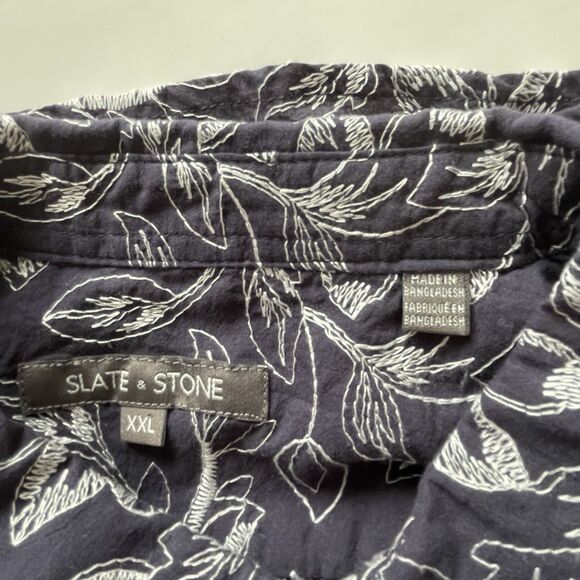 Men’s Slate & Stone Floral Embroidered Short Sleeve Button Down Shirt Size XXL - Picture 7 of 9
